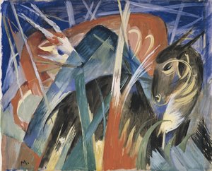 Fable Animals I Sävellys eläinten kanssa I, 1913 tekijältä Franz Marc