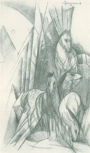 Hevosten ja abstraktien muotojen koostumus tekijältä Franz Marc