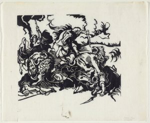 Leijona metsästää Delacroixin perässä tekijältä Franz Marc