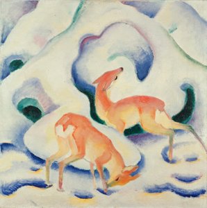 Metsäkauriita lumessa II tekijältä Franz Marc