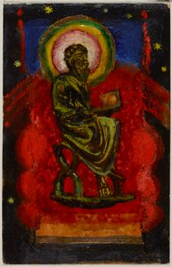 Sitzender Heiliger (Byzantinischer Heiliger), Postkarte aus Sindelsdorf an Wassily Kandinsky in München