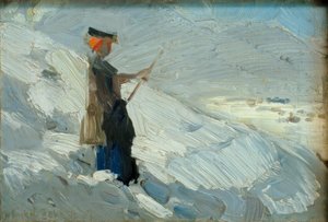 Stehende Frau paikassa Winterlandschaft tekijältä Franz Marc