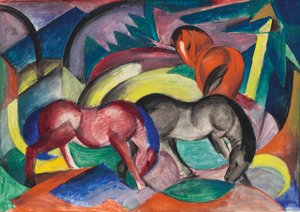 Kolme hevosta, 1912. tekijältä Franz Marc
