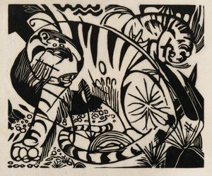 Tiger, 1912 (puupiirros japanilaiselle paperille)