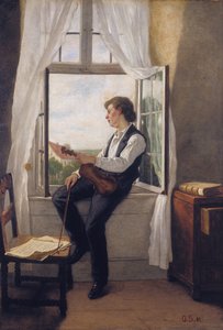 Viulisti ikkunassa tekijältä Franz Otto Scholderer