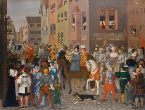 Habsburgin kuningas Rudolfin saapuminen Baseliin vuonna 1273