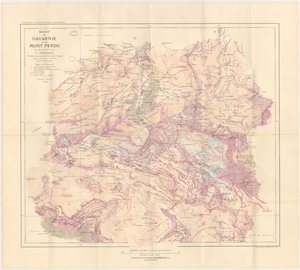 Kartta Gavarnien vuoristosta ja Mont Perdusta julkaistiin vuonna 1914 tekijältä Franz Schrader