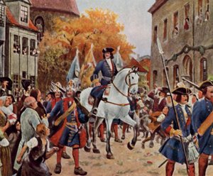 Prinssi Leopold I saapuu Dessauhun Espanjan perintösodan päätyttyä.