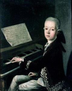 Muotokuva Carl Graf Firmianista pianon ääressä, aiemmin luultiin Wolfgang Amadeus Mozartiksi (1756-91)