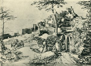 Naiset suihkulähteen äärellä Olevanossa, lähellä Roomaa, Italiassa, 1822, 1943. tekijältä Franz Theobald Horny