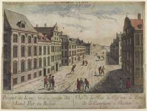 Näkymä Rue du Roi--Bostoniin (1776) tekijältä Franz Xaver Habermann