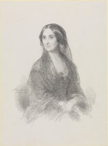 Espanjalaiseen pukuun pukeutuneen naisen muotokuva, istuva, puolikuva tekijältä Franz Xaver Winterhalter