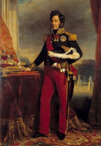 Muotokuva en pied de Louis Philippe 1er (1773-1850), Ranskan kuningas vuoden 1830 peruskirjassa Franz Xaver Winterhalterin (1806-1873) maalaus 1839 su. 2,6x1,9 m tekijältä Franz Xaver Winterhalter