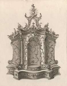 Suunnittelu tabernaakkelille, levy 1 sarjasta "Tabernaakkeli", painettu n. 1750-56.