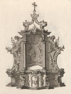 Suunnittelu tabernaakkelille, levy 2 sarjasta "Tabernaakkeli", painettu n. 1750-56.
