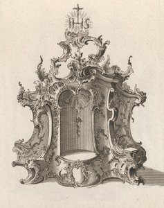 Suunnittelu tabernaakkelille, levy 4 sarjasta "Tabernaakkeli", painettu n. 1750-56.