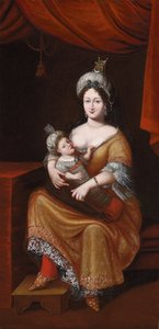 Kösem Sultan ja hänen poikansa, tuleva sulttaani Murad IV tai sulttaani Ibrahim, toinen neljännes 1600-luvulla tekijältä Franz and Gemminger Herrmann