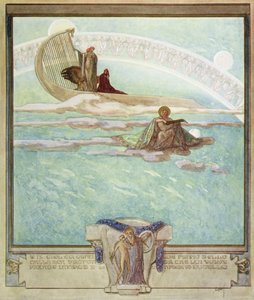Kuvitus Danten jumalallisesta komediasta, Paradiso, Canto II, 1921 (wc paperilla) tekijältä Franz von Bayros