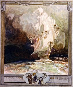 Kuvitus Dantesin Jumalaisen komedian, Paratiisi, Canto XXVII, 1921 (wc paperille). tekijältä Franz von Bayros