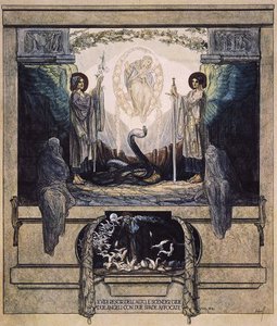 Kuvitus Danten jumalallisesta komediasta, Kiirastule, Canto VIII: 24, 1921 (wc paperilla) tekijältä Franz von Bayros