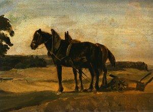 Hevoset auran edessä tekijältä Franz von Lenbach