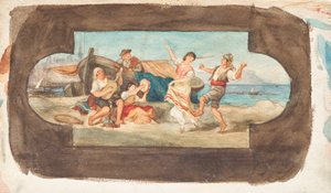 Italialaisten tanssi - luonnos kattomaalauksesta tekijältä Franz von Matsch