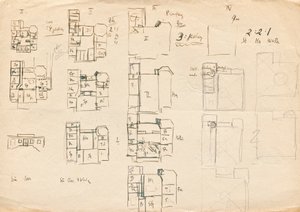 Suunnitteluluonnokset Matcha Atelier Villaan - pohjapiirrokset tekijältä Franz von Matsch
