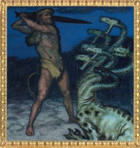 Hercules ja Hydra - Peinture de Franz Ritter von Stuck (1863-1928) - 1915 - Syntonos värit kankaalle - Museum Villa Stuck tekijältä Franz von Stuck