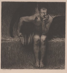 Lucifer, n. 1890 (etsaus) tekijältä Franz von Stuck
