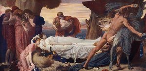 Hercules painii kuoleman kanssa Alcestiksen ruumiista (väri litho)