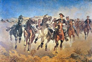 Irrotettu: 4th Troopers Moving, alun perin maalattu 1890 (väri litho)