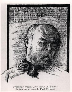 Luonnos Paul Verlainesta kuolinvuoteella, "La Plume"
