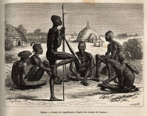 Koudjin kylästä (Senegal) kotoisin olevat dinkat, joiden ruumis on peitetty tuhkalla, suojellakseen heitä hyönteisiltä ja loisilta, on myös kosmeettinen ja sosiaalinen piirre, joka on kaiverrettu Laguillermien piirustuksen mukaan, havainnollistaen matkaa A