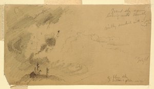 Pilvinen iltataivas kukkulan yllä tekijältä Frederic Edwin Church