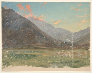 Syvä laakso, jossa auringonlaskun valaistamia pilviä tekijältä Frederic Edwin Church