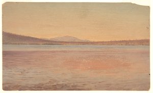 Kaukainen näkymä Mounts Katahdinille ja Travellerille Millinocket-järveltä tekijältä Frederic Edwin Church