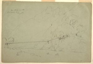 Piirros, Köysisilta Kolumbiassa, elokuu 1853. tekijältä Frederic Edwin Church
