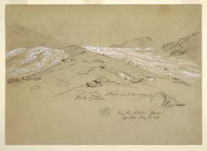 Piirros, Aletschin jäätikkö, Bernin Alpit, Sveitsi, 28. elokuuta 1868. tekijältä Frederic Edwin Church