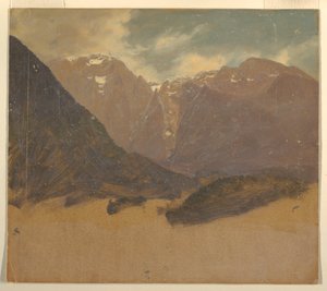 Piirros, Alppimaisema (Baijeri tai Sveitsi), 1868 tekijältä Frederic Edwin Church
