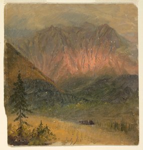 Piirros, Alppitutkimus auringonlaskusta, heinäkuu 1868 tekijältä Frederic Edwin Church