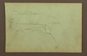 Piirros, Amerikan putoukset pilvisellä taivaalla, Niagara-joki, mahdollisesti 1856. tekijältä Frederic Edwin Church