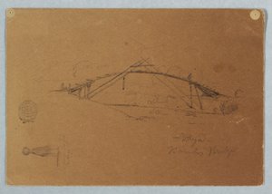 Piirros, Bambusilta Bugassa, Kolumbiassa ja tyttö kantamassa purkkia, Cartago, Kolumbia, heinäkuu 1853. tekijältä Frederic Edwin Church