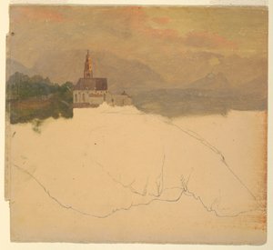 Piirustus, Baijerin maisema, 1868 tekijältä Frederic Edwin Church