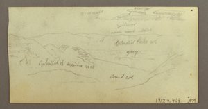 Piirustus, kamelitutkimus, 21.-22. helmikuuta 1868. tekijältä Frederic Edwin Church