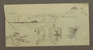 Piirros, Kamelin puskat, puupensas ja laakso, mahdollisesti 1868. tekijältä Frederic Edwin Church
