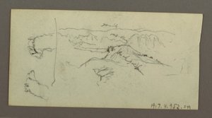 Piirros, Kamelin puskat, puupensas ja laakso, mahdollisesti 1868. tekijältä Frederic Edwin Church