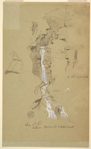 Piirustus, Cascade Ceppo Morellin ja Macugnagan välillä tekijältä Frederic Edwin Church