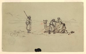 Piirros, Dromedaarin lataaminen, helmikuu 1868. tekijältä Frederic Edwin Church