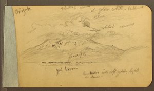 Piirros, Pilvihuippuiset vuoret, 1889 tekijältä Frederic Edwin Church