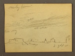 Piirros, Pilvitutkimus rakennusten yllä, mahdollisesti 1868-69 tekijältä Frederic Edwin Church